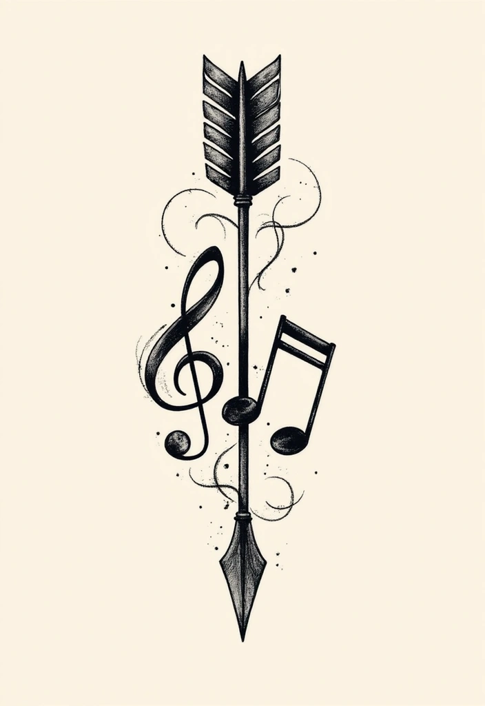 30 Symbolism of Arrow Tattoo Ideas You Should Know 27 30 Symbolism of Arrow Tattoo Ideas You Should Know - 27. Arrow with a Music Note