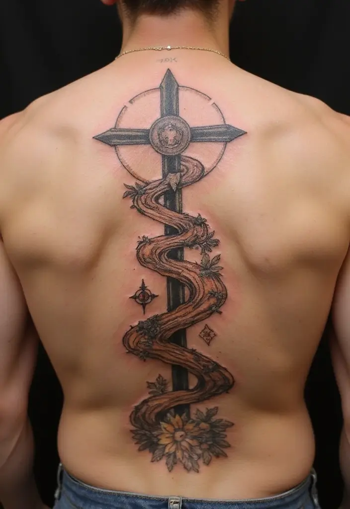 50 Christian Back Tattoos with Meaningful and Powerful Designs - 28. The Road to Emmaus