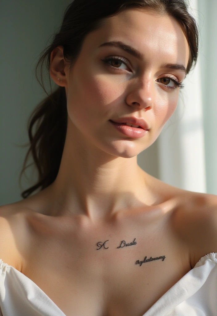 50 Elegant Collarbone Tattoo Ideas for Women 28 50 Elegant Collarbone Tattoo Ideas for Women - 28. Personalized Coordinates