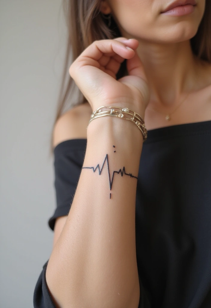 30 Cross Tattoos on Wrist with Meaningful and Elegant Designs 28 30 Cross Tattoos on Wrist with Meaningful and Elegant Designs - 28. Cross with Heartbeat Tattoo