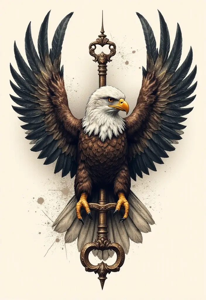 50 Eagle Tattoo Meaning Ideas and Symbolic Designs 28 50 Eagle Tattoo Meaning Ideas and Symbolic Designs - 28. Eagle with a Key