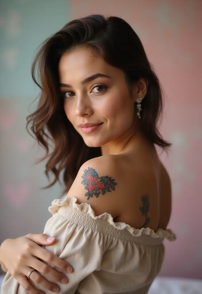 50 Front Shoulder Tattoos for Females That Are Stylish and Bold 28 50 Front Shoulder Tattoos for Females That Are Stylish and Bold - 28. Heartfelt Designs