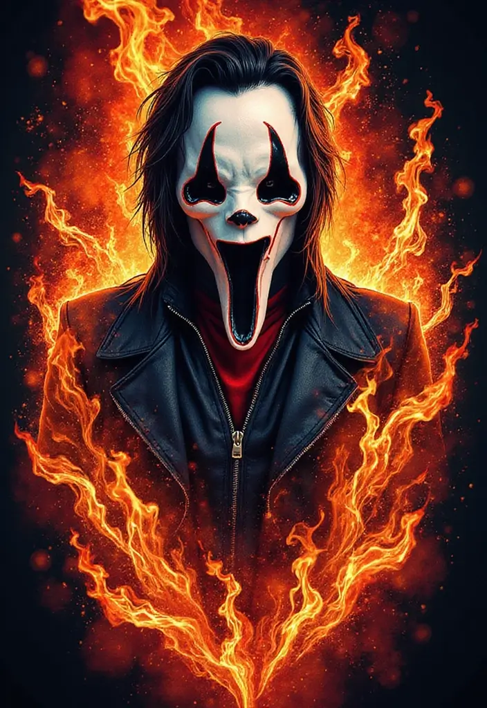 30 Ghostface Tattoo Ideas for Horror Fans - 28. Ghostface with a Fire