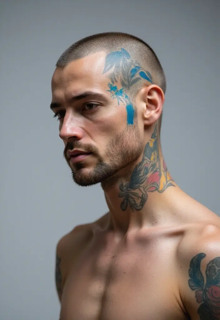 30 Head Tattoos for Men with Unique and Creative Styles 28 30 Head Tattoos for Men with Unique and Creative Styles - 28. Sudden Splashes