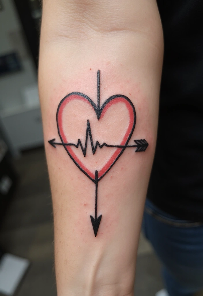 30 Heart Beat Tattoo Designs with Special Meaning 28 30 Heart Beat Tattoo Designs with Special Meaning - 28. Heartbeat with an Arrow