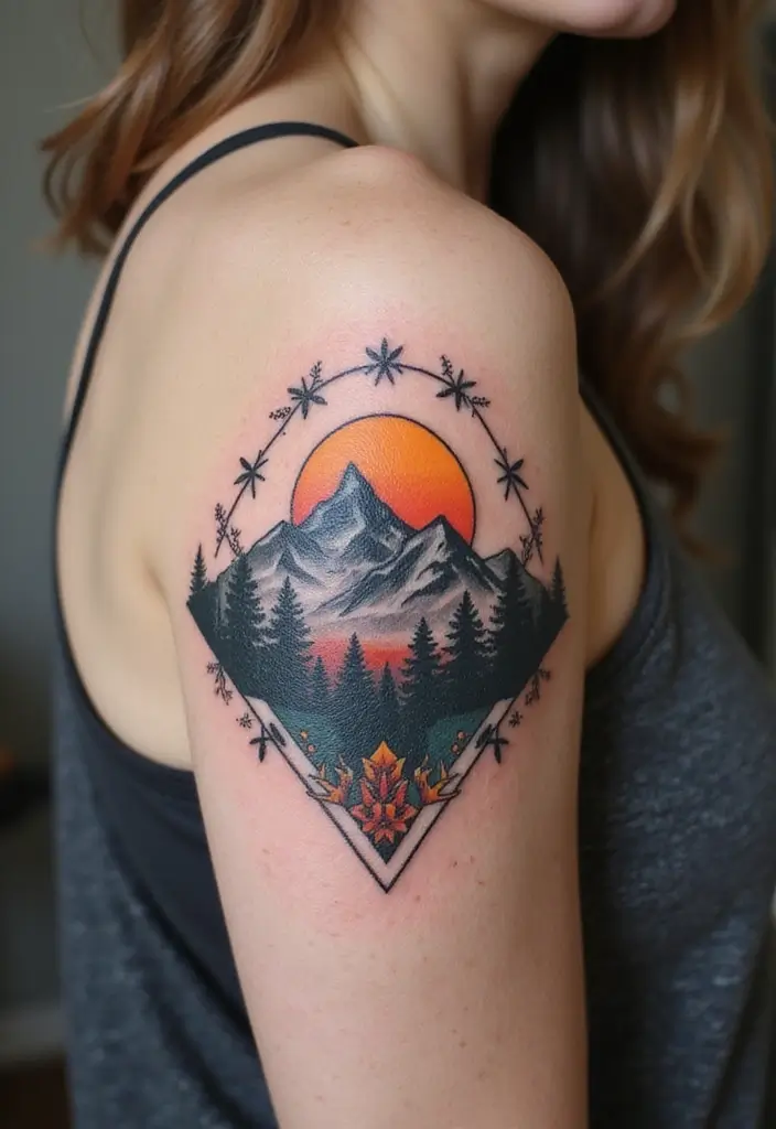 50 Mountain Tattoo Ideas with Powerful and Minimalist Designs 28 50 Mountain Tattoo Ideas with Powerful and Minimalist Designs - 28. Abstract Mountain Silhouette