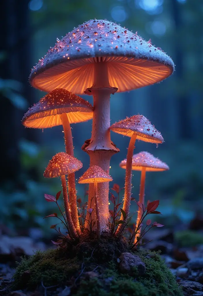 50 Unique Mushroom Tattoo Ideas That'll Leave You Inspired and Curious About Their Symbolism! 28 50 Unique Mushroom Tattoo Ideas That'll Leave You Inspired and Curious About Their Symbolism! - 28. Ethereal Glow Mushrooms