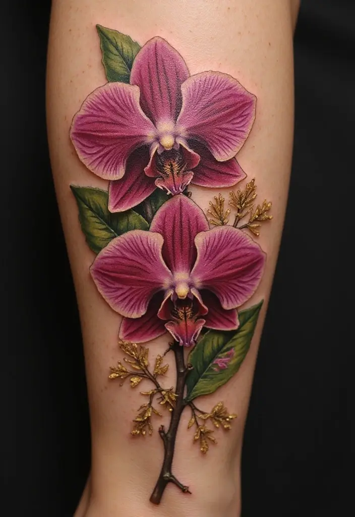 30 Orchid Tattoos That Represent Elegance and Beauty - 28. Orchid as a Symbol of Luxury Tattoo
