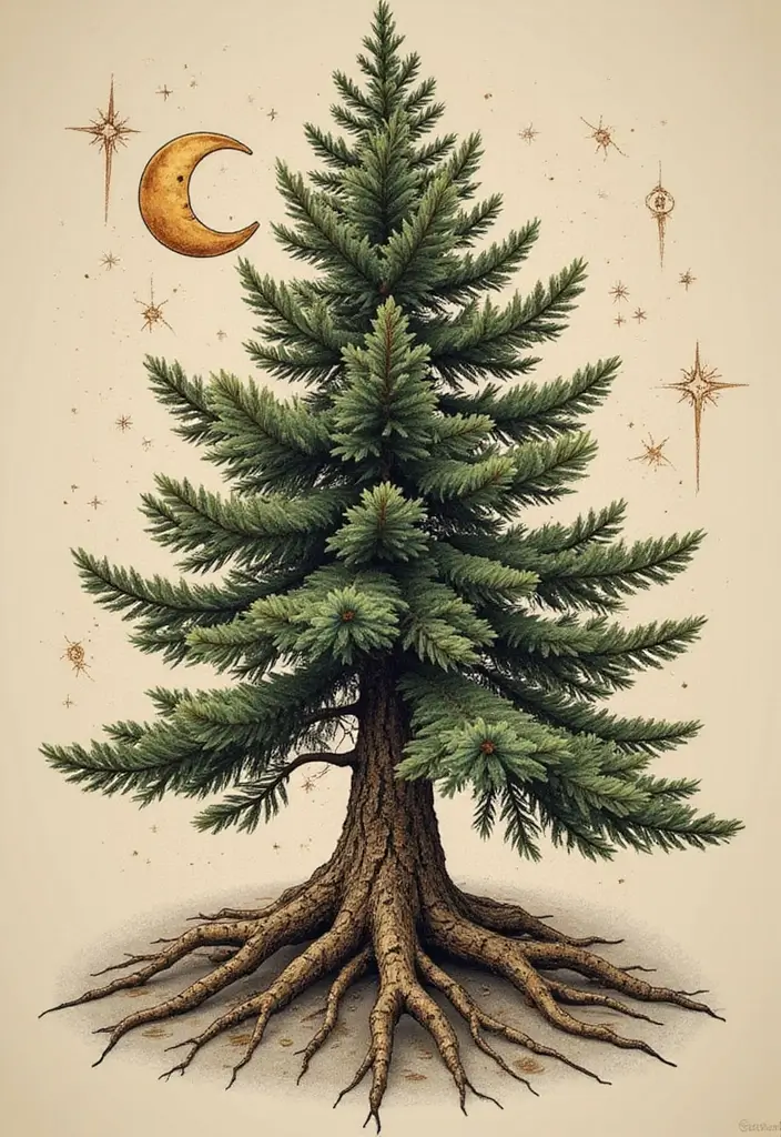 30 Pine Tree Tattoo Ideas with Nature-Inspired Symbolism - 28. Pine Tree and Tarot