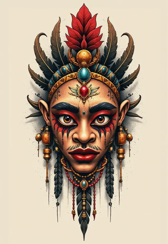 50 Shrunken Head Tattoo Designs for Bold and Edgy Styles - 28. Cultural Masks