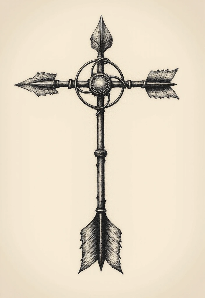 30 Symbolism of Arrow Tattoo Ideas You Should Know 28 30 Symbolism of Arrow Tattoo Ideas You Should Know - 28. Arrow with a Cross