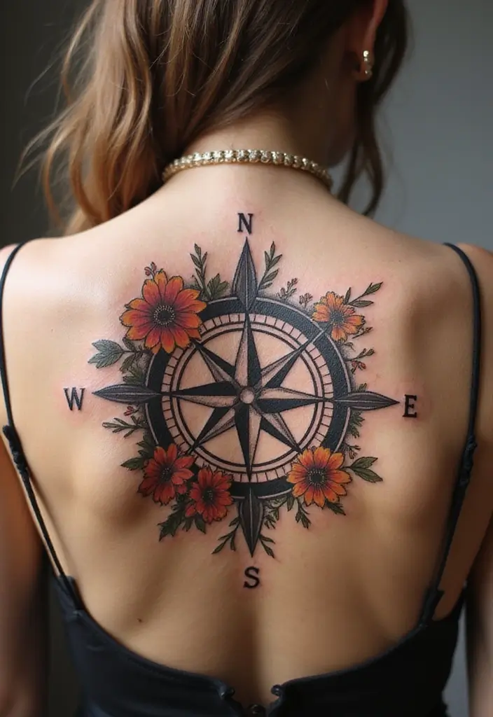 50 Wildflower Tattoo Ideas with Simple and Beautiful Designs 28 50 Wildflower Tattoo Ideas with Simple and Beautiful Designs - 28. Flower Compass