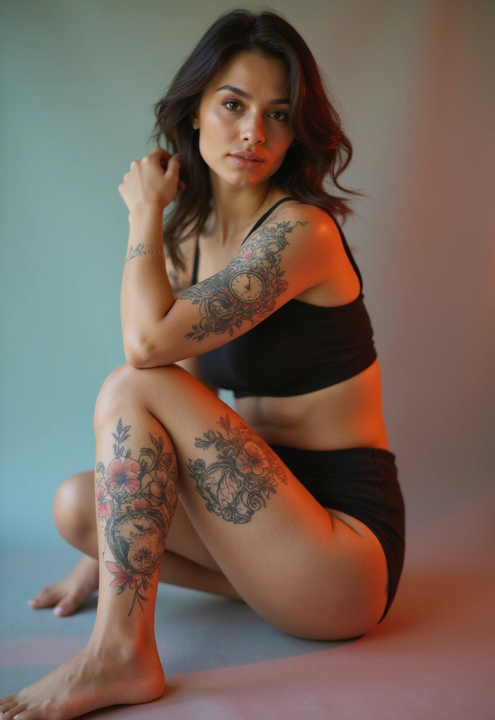 50 Above the Knee Tattoo Ideas with Unique Placement Designs 29 50 Above the Knee Tattoo Ideas with Unique Placement Designs - 29. Timepieces