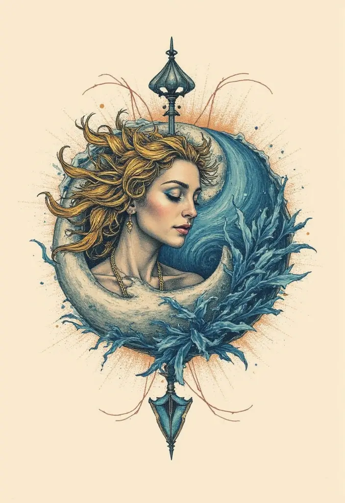 30 Aquarius Tattoos with Zodiac Symbolism and Style 29 30 Aquarius Tattoos with Zodiac Symbolism and Style - 29. The Dual Nature of Aquarius