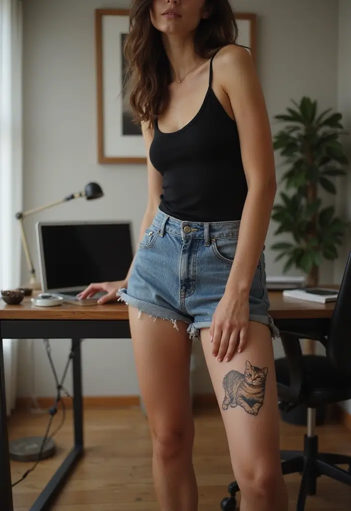 50 Creative Cat Tattoo Ideas for Every Style - 29. Cat on a Laptop