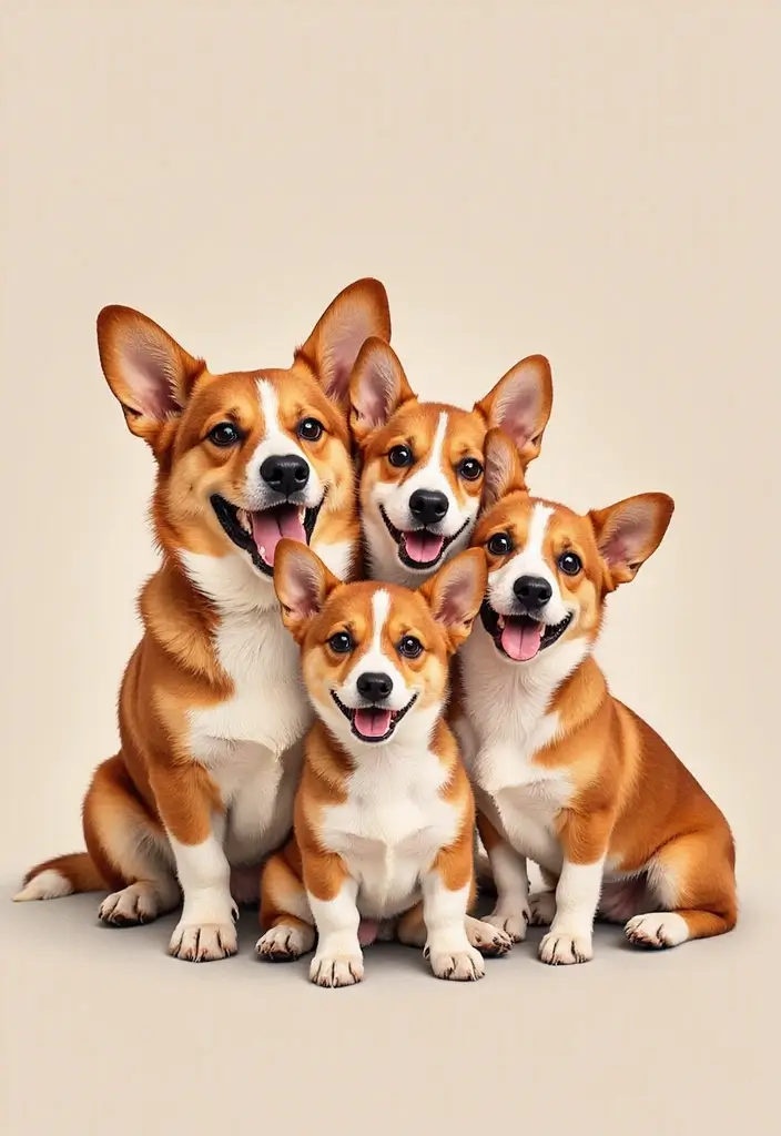 50 Creative Corgi Tattoo Ideas for Dog Lovers 29 50 Creative Corgi Tattoo Ideas for Dog Lovers - 29. Corgi Family Portrait