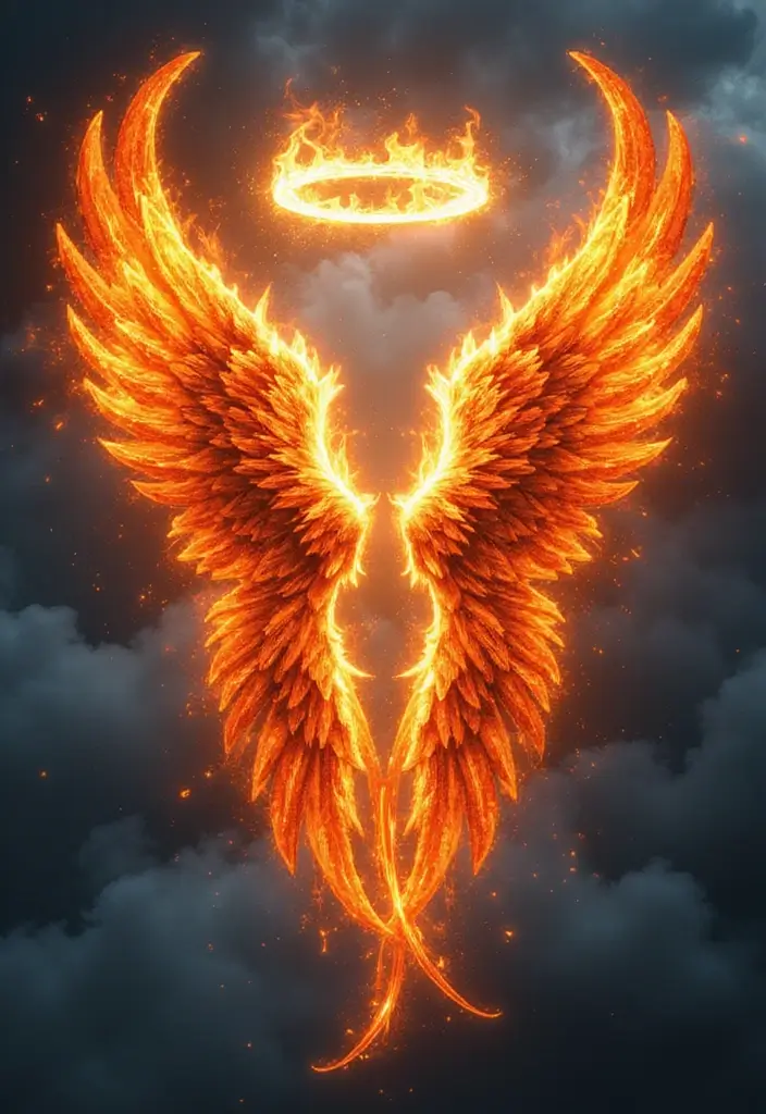 30 Fire Tattoos with Bold and Striking Designs 29 30 Fire Tattoos with Bold and Striking Designs - 29. Fire Wings and Halo: Angelic Strength