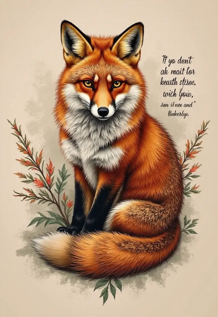 30 Fox Tattoos with Creative and Symbolic Designs - 29. Fox with a Quote Tattoo