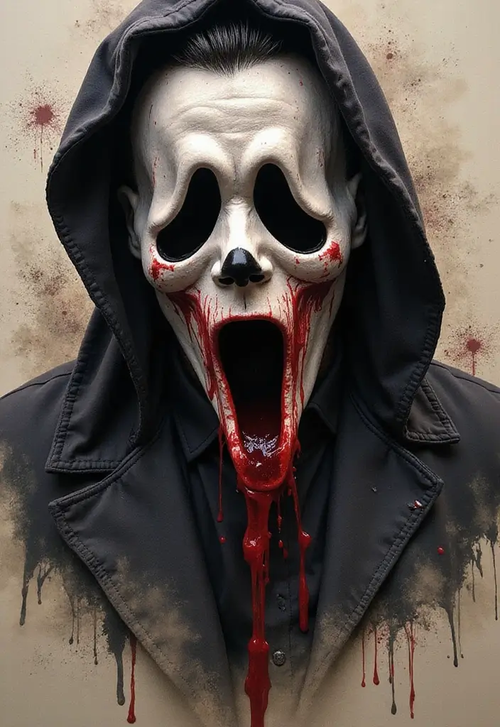 30 Ghostface Tattoo Ideas for Horror Fans - 29. Ghostface with a Blood Drip