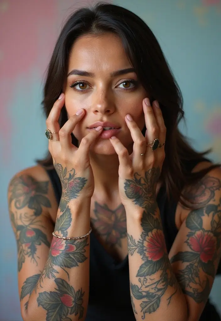50 Beautiful Hand Tattoos for Women with Unique Design Ideas 29 50 Beautiful Hand Tattoos for Women with Unique Design Ideas - 29. Expressive Faces