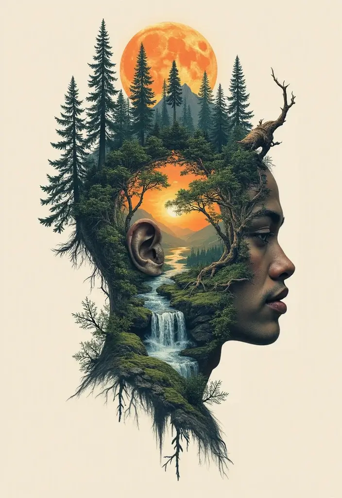 50 Shrunken Head Tattoo Designs for Bold and Edgy Styles - 29. Mythical Landscapes