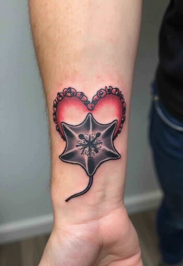 50 Stingray Tattoo Designs and Their Symbolic Meanings - 29. Stingray Inside a Heart