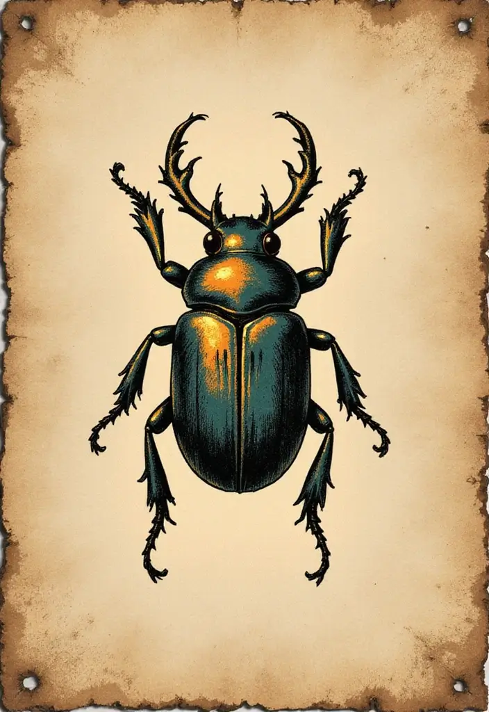 50 Bug Pin Tattoo Designs That Are Unique and Creative - 2. Vintage Beetle Style