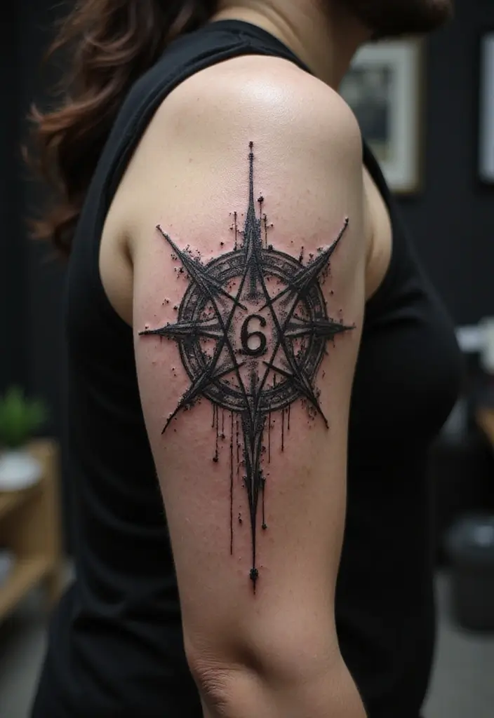 30 Unique 666 Tattoo Designs and Their Dark Meanings 2 30 Unique 666 Tattoo Designs and Their Dark Meanings - 2. The Pentagram and 666 Fusion