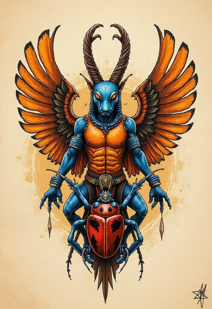 30 Anubis Tattoo Designs with Ancient Egyptian Symbolism 2 30 Anubis Tattoo Designs with Ancient Egyptian Symbolism - 2. Anubis with Scarab
