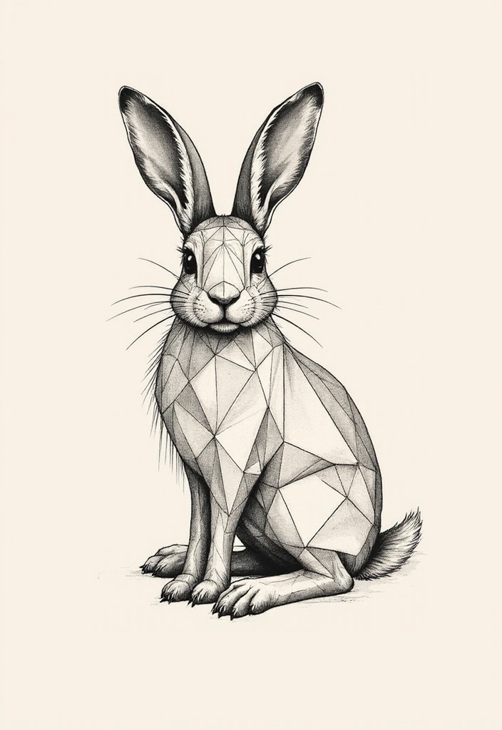 50 Bunny Tattoo Meaning Inspirations for Cute and Creative Designs - 2. Geometric Bunny Shapes