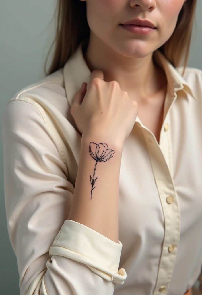 50 California Poppy Tattoo Ideas with Symbolism and Beauty - 2. Minimalist California Poppy Outline
