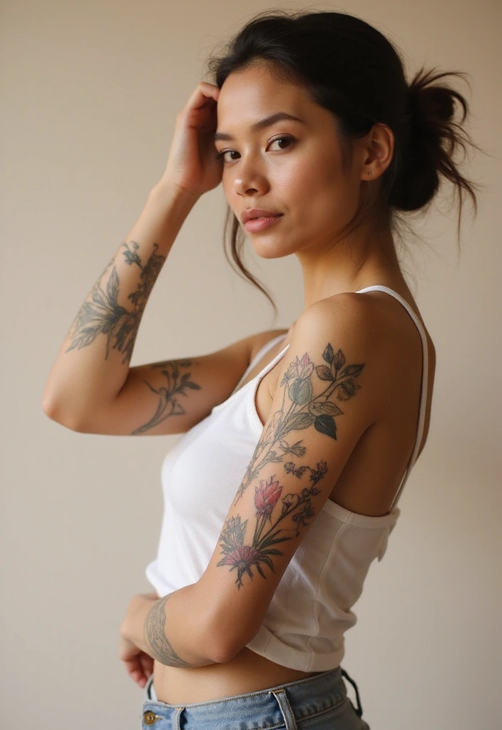 30 Elbow Tattoo Designs with Unique and Eye-Catching Styles - 2. Botanical Elements