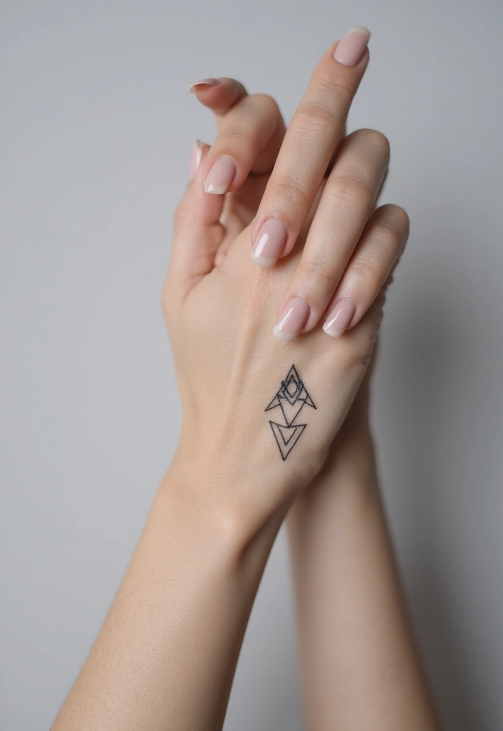 30 Elegant Hand Tattoos for a Chic and Bold Look 2 30 Elegant Hand Tattoos for a Chic and Bold Look - 2. Minimalist Geometric Shapes