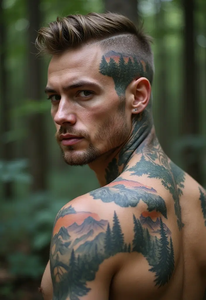 30 Head Tattoos for Men with Unique and Creative Styles 2 30 Head Tattoos for Men with Unique and Creative Styles - 2. Nature-Inspired Designs