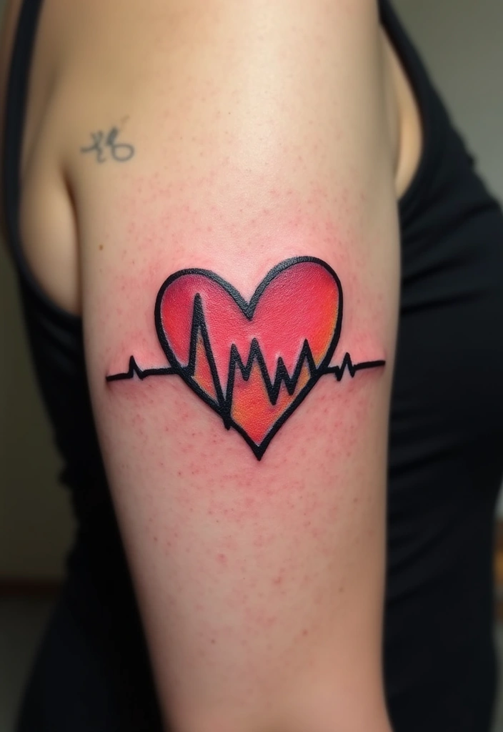 30 Heart Beat Tattoo Designs with Special Meaning 2 30 Heart Beat Tattoo Designs with Special Meaning - 2. Heartbeat with Heart Symbol