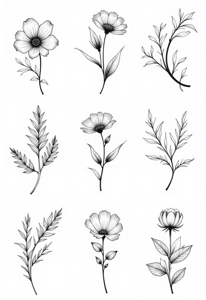 50 Line Art Custom Tattoos for Minimalist and Creative Designs 2 50 Line Art Custom Tattoos for Minimalist and Creative Designs - 2. Nature Inspired Designs