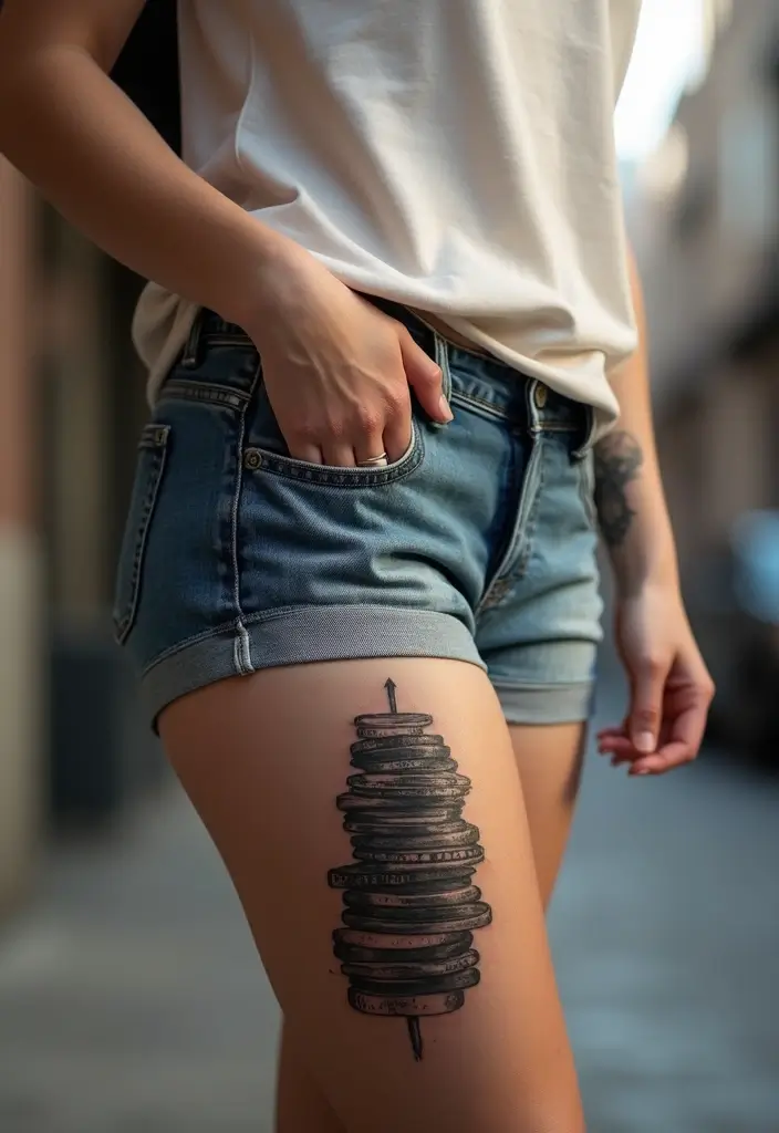 30 Money Tattoo Designs with Symbolism and Creative Styles - 2. Coin Stack