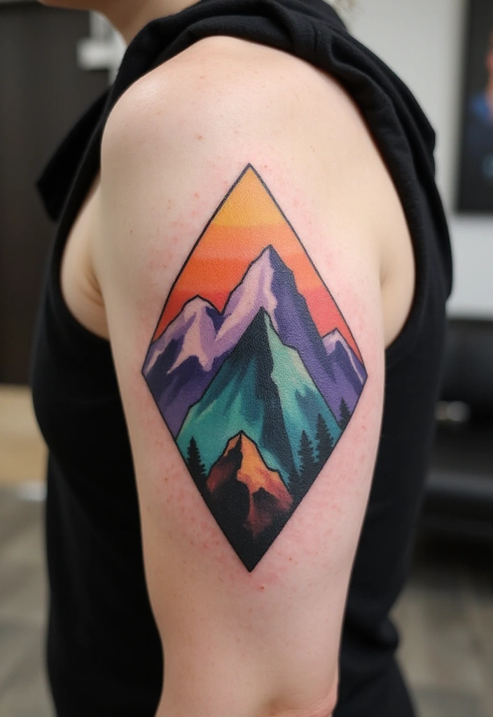 50 Mountain Tattoo Ideas with Powerful and Minimalist Designs 2 50 Mountain Tattoo Ideas with Powerful and Minimalist Designs - 2. Geometric Mountain Art