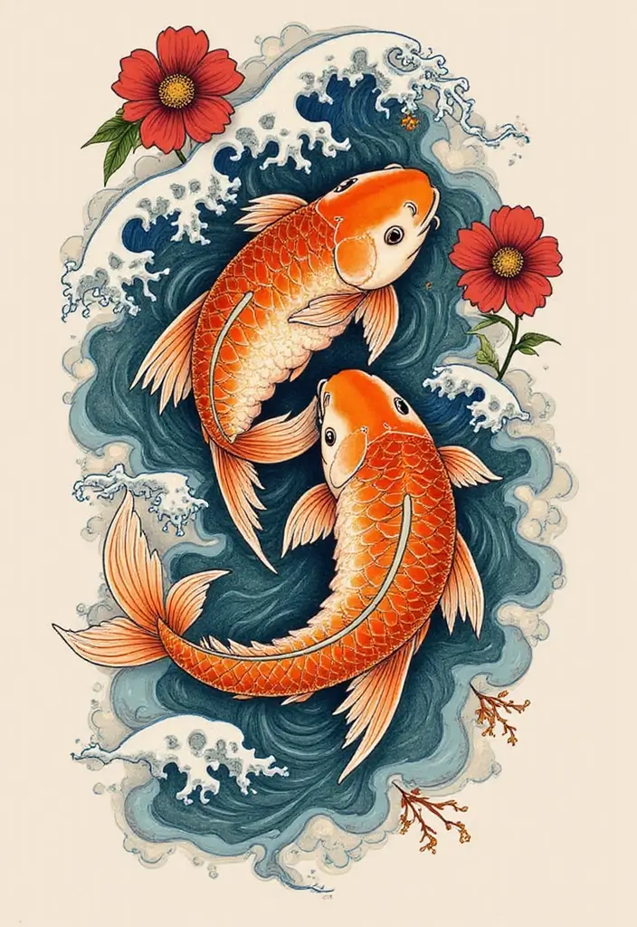 50 Oni Tattoo Designs with Powerful Japanese Symbolism 2 50 Oni Tattoo Designs with Powerful Japanese Symbolism - 2. Oni with a Koi Fish