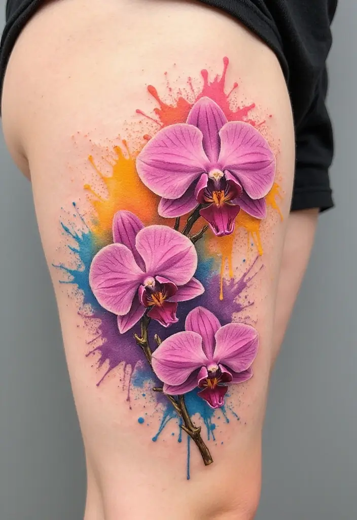 30 Orchid Tattoos That Represent Elegance and Beauty - 2. Watercolor Orchid Tattoo