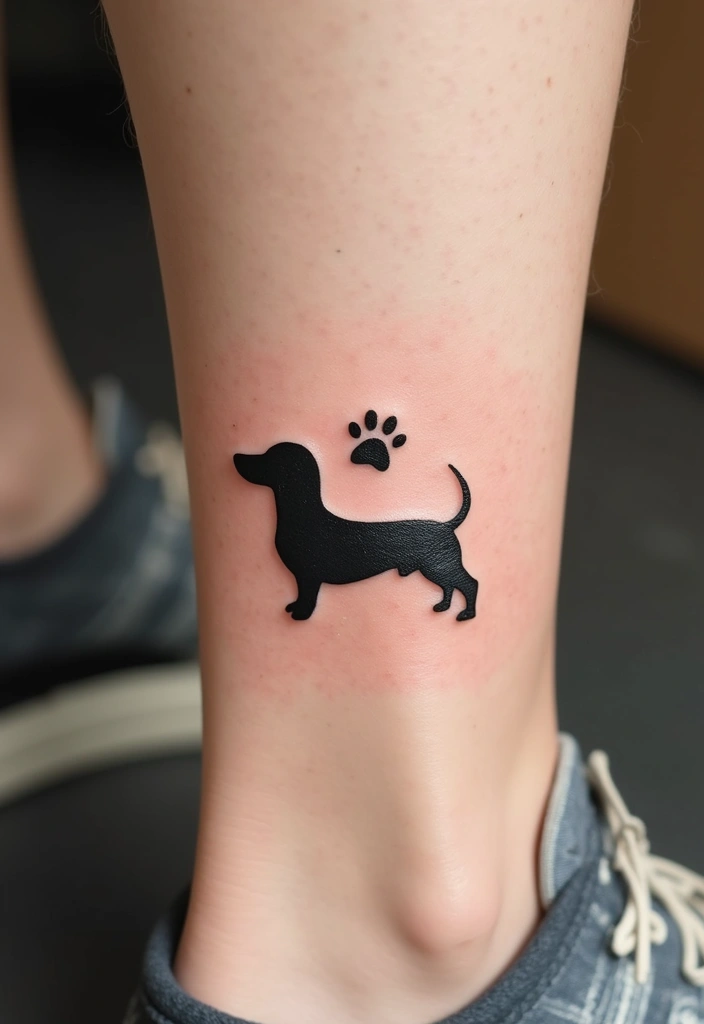 50 Small Wiener Dog Tattoos with Cute and Minimalist Designs - 2. Playful Paw Print