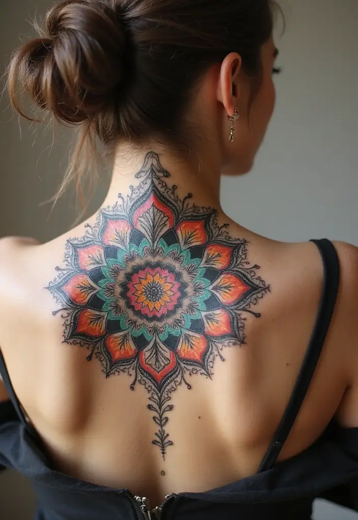 99 Stunning Spine Tattoos for Women to Inspire Your Next Ink - 2. Mandala Magic