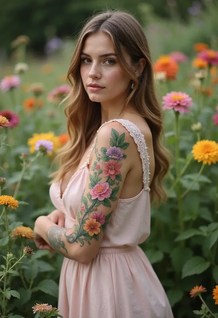 30 Vine Tattoos That Showcase Natural Beauty 2 30 Vine Tattoos That Showcase Natural Beauty - 2. Floral Vine Designs