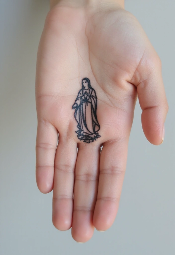 50 Virgin Mary Hand Tattoos with Spiritual and Artistic Designs - 2. Minimalist Virgin Mary Silhouette