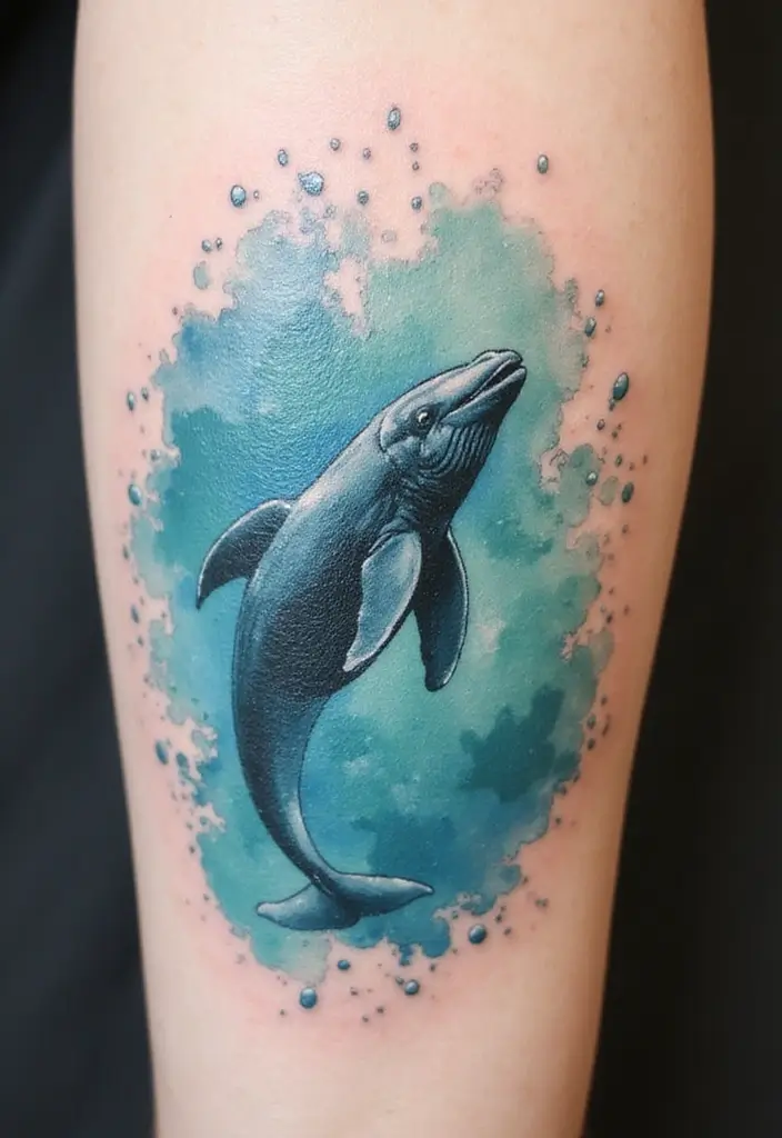 30 Water Tattoo Designs with Flowing Creativity 2 30 Water Tattoo Designs with Flowing Creativity - 2. Majestic Whales