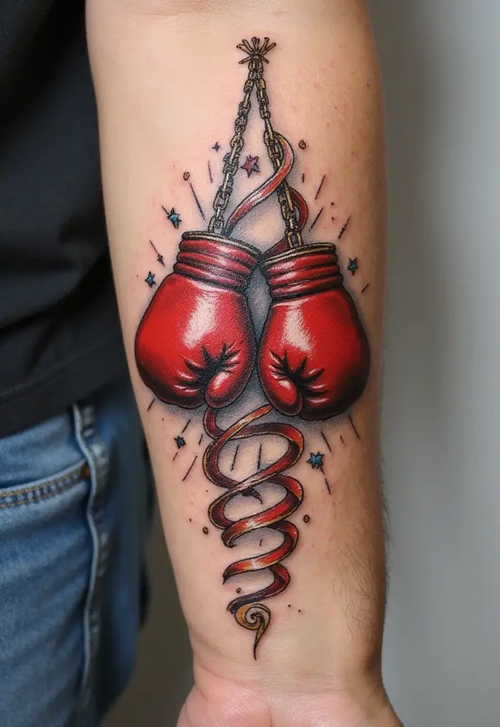 50 Boxing Gloves Tattoo Designs That Embody Strength and Courage! 30 50 Boxing Gloves Tattoo Designs That Embody Strength and Courage! - 30. Spiral Designs