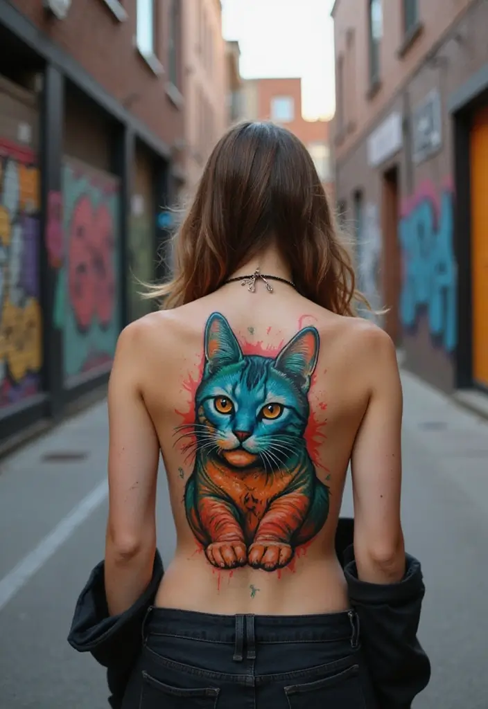 50 Creative Cat Tattoo Ideas for Every Style - 30. Graffiti Cat Tattoos
