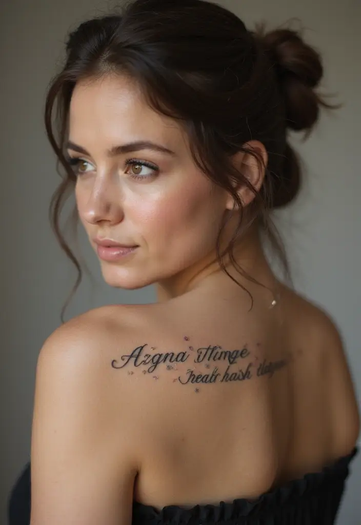 50 Elegant Collarbone Tattoo Ideas for Women 30 50 Elegant Collarbone Tattoo Ideas for Women - 30. Scripted Words