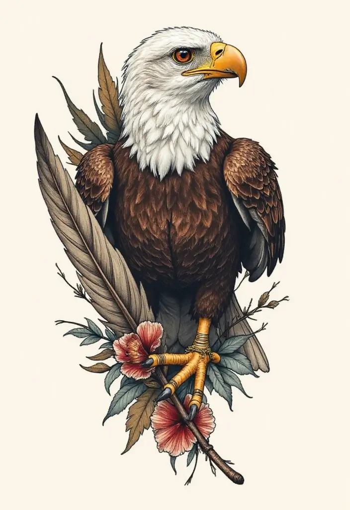 50 Eagle Tattoo Meaning Ideas and Symbolic Designs 30 50 Eagle Tattoo Meaning Ideas and Symbolic Designs - 30. Eagle and Feather Quill