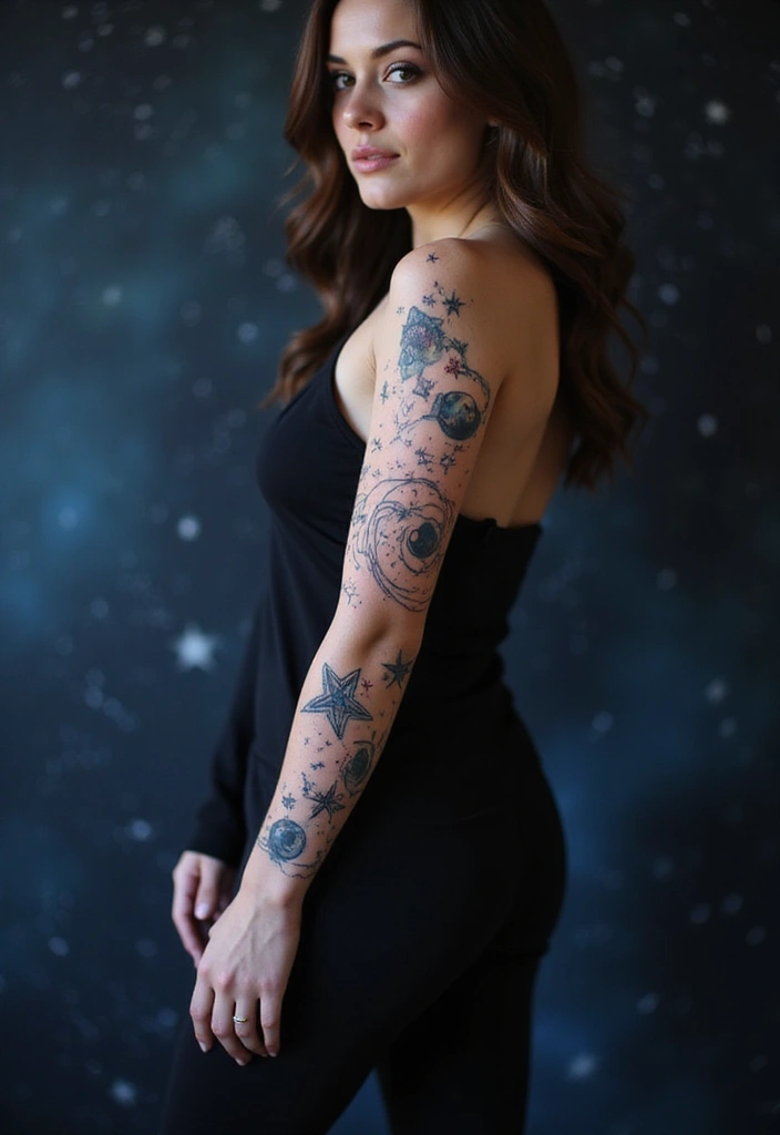 30 Elbow Tattoo Designs with Unique and Eye-Catching Styles - 30. Starry Night Tattoos